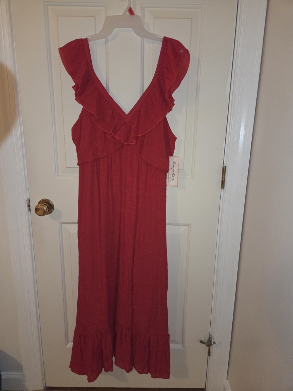 Red Ruffled Maxi Dress